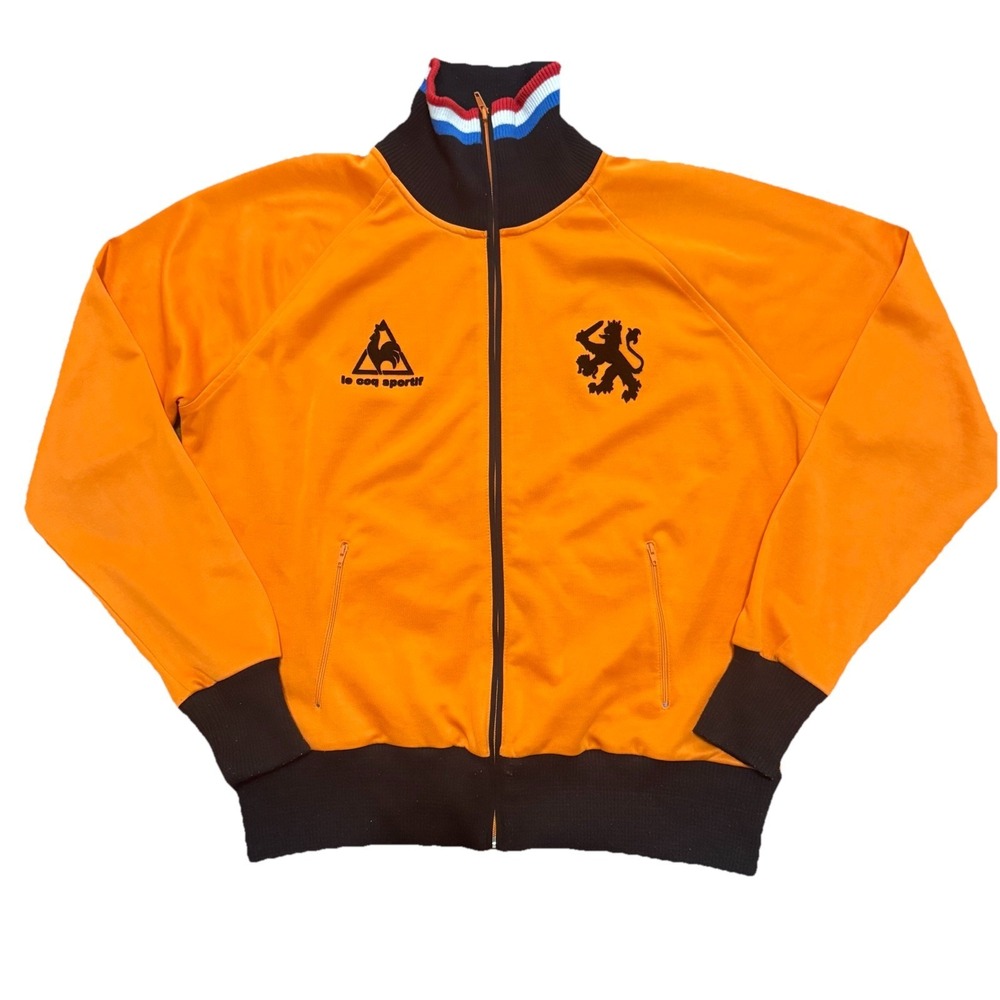 Le Coq Sportif Netherlands Track Jacket Orange XL Flocked Soccer Retro